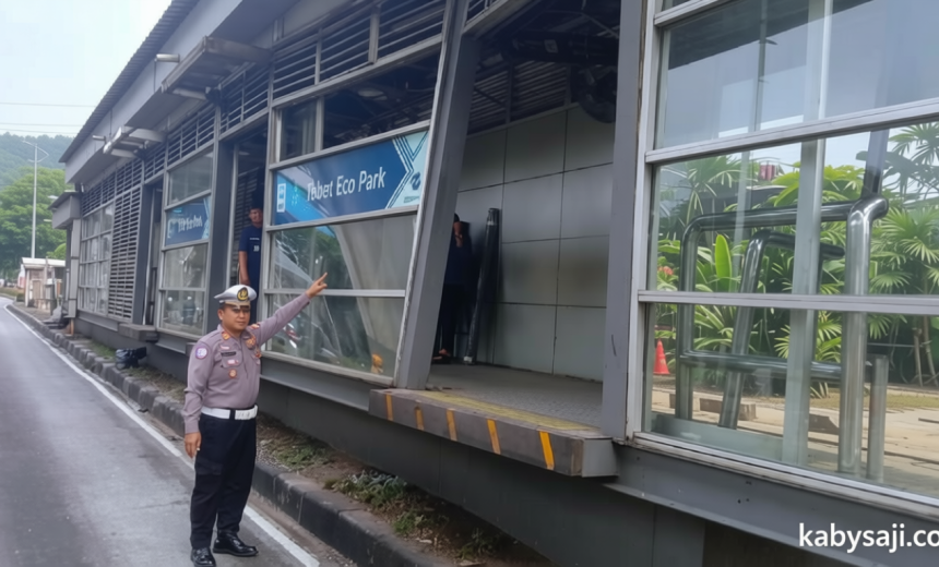 Sopir Truk Kabur Usai Tabrak Halte Transjakarta Tebet