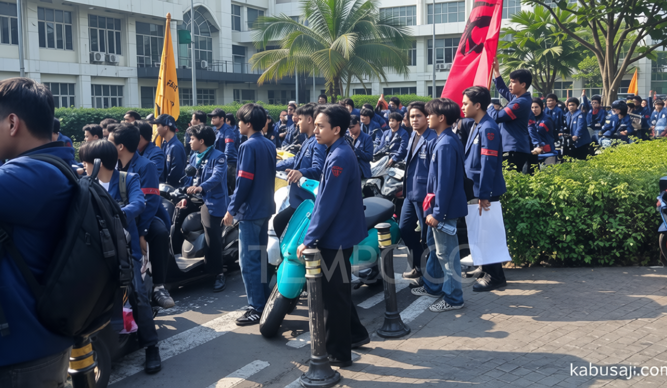 Thousands of Students Arrive at DPR Building to Join Friday Protest