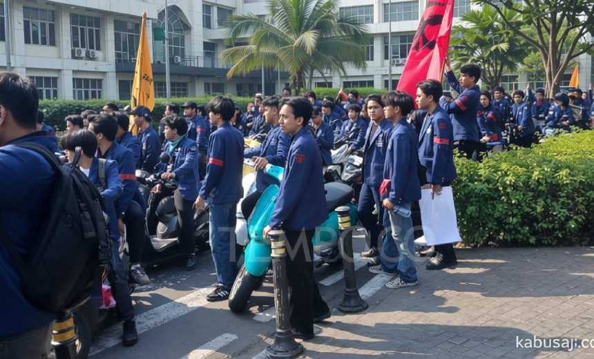 Thousands of Students Arrive at DPR Building to Join Friday Protest